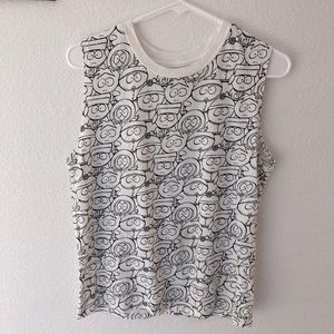 Unique Black & White Print South Park tank top